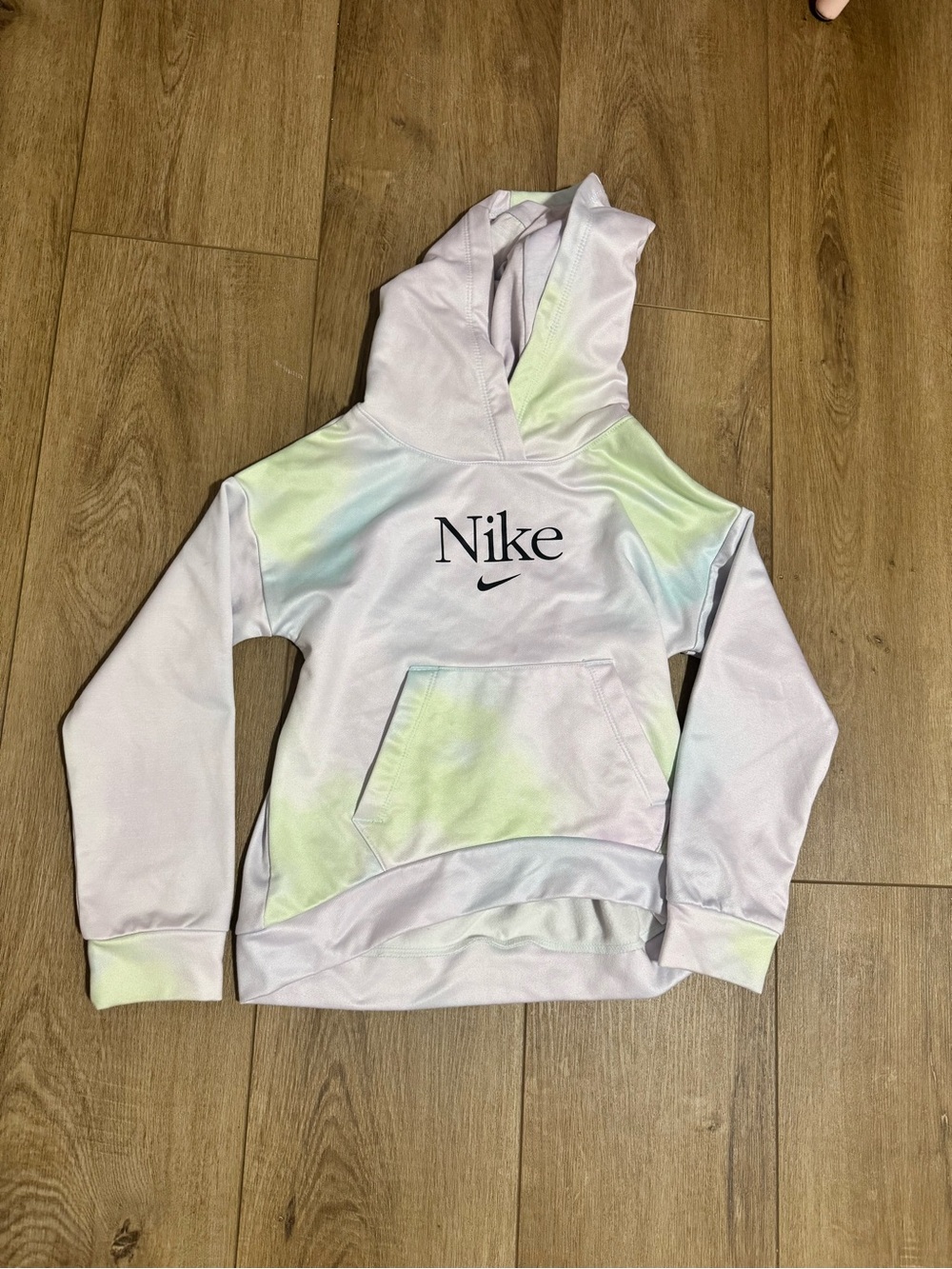Nike Kids Pastel Pink and Light Green Tie-Dye Hooded Sweatshirt